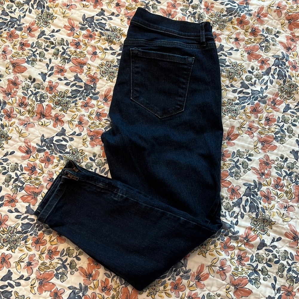 Loft Skinny Ankle Jeans with Zipper Hem